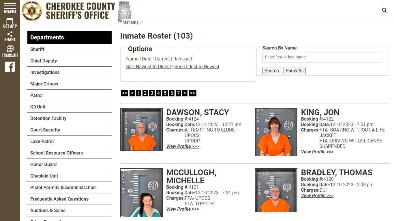 Current Inmates Booking Date Descending - Cherokee County Sheriff AL