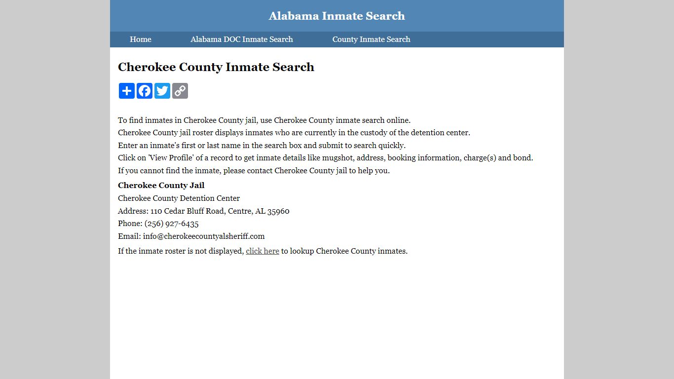 Cherokee County Inmate Search